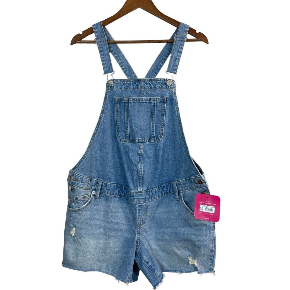 Blue Denim Short Overalls - Women's Casual Bib Shorts